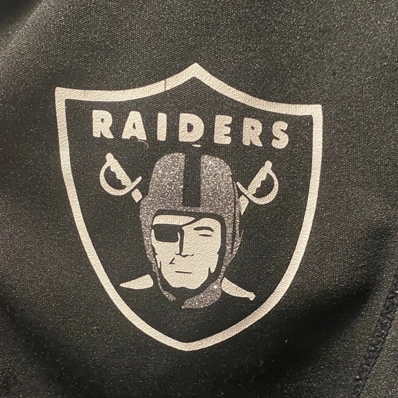 Women’s Small Black Glitter Raiders Zip-Up Jacket With Hood NFL Football Vegas - Picture 3 of 8